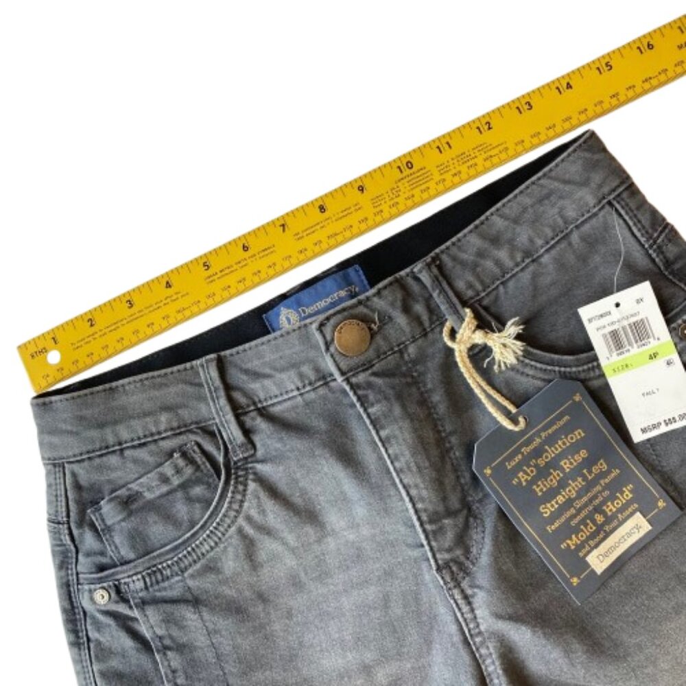 Democracy Ab Solution High Rise Ankle Straight Leg Jeans 4 PETITE Gray NWT - Picture 6 of 9